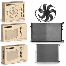 3 Pcs Radiator & AC Condenser & Cooling Fan Kit for 2004 Volkswagen Golf