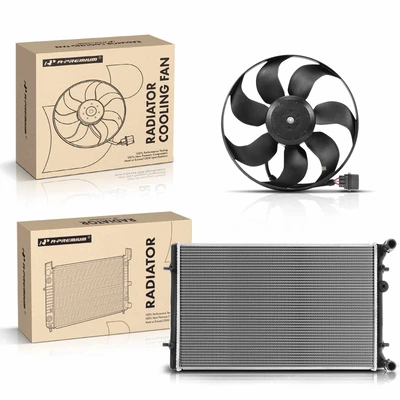 2 Pcs Radiator & Cooling Fan Assembly Kit