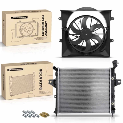 2 Pcs Radiator & Cooling Fan Assembly Kit