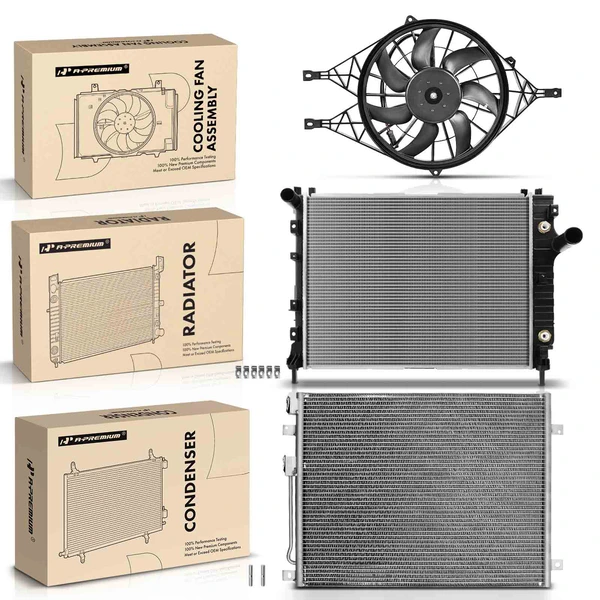 3 Pcs Radiator & AC Condenser & Cooling Fan Kit for Dodge Durango 2000-2003