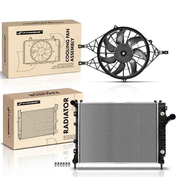 2 Pcs Radiator & Cooling Fan Assembly Kit for 2000-2004 Dodge Dakota