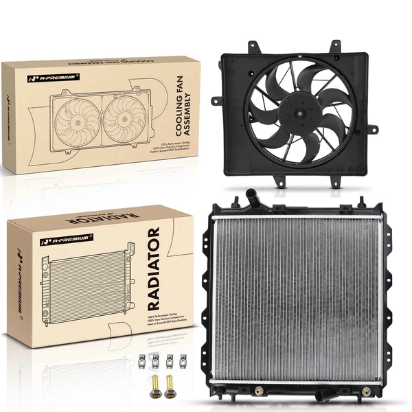 2 Pcs Radiator & Cooling Fan Assembly Kit for 2006-2010 Chrysler PT Cruiser