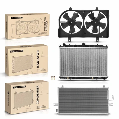 3 Pcs Radiator & AC Condenser & Cooling Fan Kit