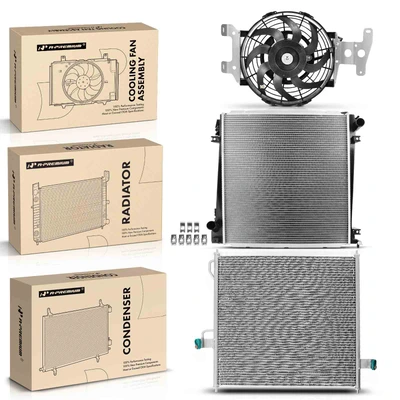 3 Pcs Radiator & AC Condenser & Cooling Fan Kit