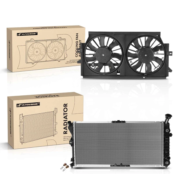 2 Pcs Radiator & Cooling Fan Assembly Kit for Buick Century Regal V6 3.1L 3.8L