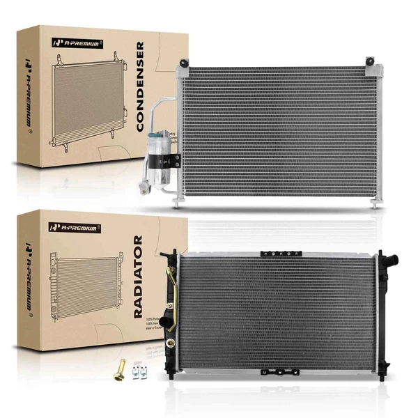 Radiator & AC Condenser Cooling Kit for Daewoo Lanos 1999-2002 L4 1.5L 1.6L