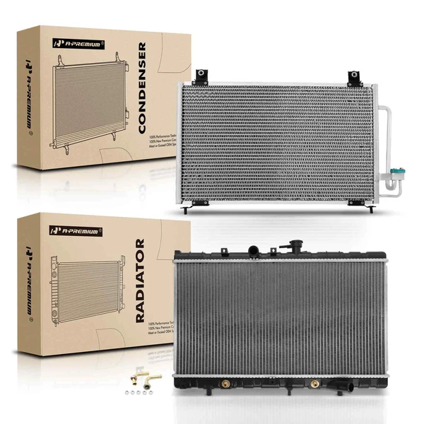 Radiator & AC Condenser Cooling Kit for Kia Rio 2001-2002 L4 1.5L