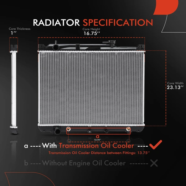 Aluminum Radiator with Transmission Oil Cooler for Suzuki Grand Vitara 2001-2005 XL-7