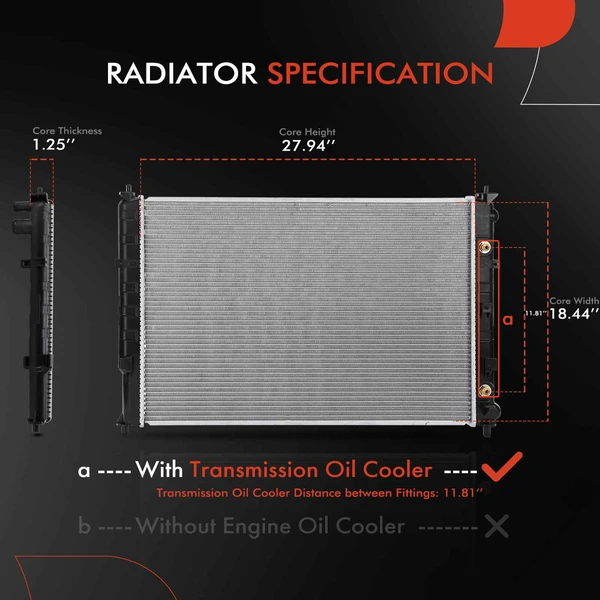 Aluminum Radiator with Transmission Oil Cooler for Mazda MPV 2002-2006 V6 3.0L