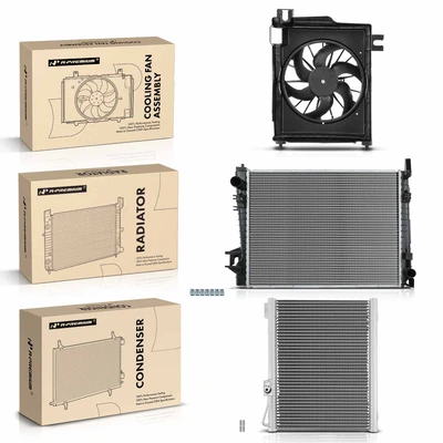 3 Pcs Radiator & AC Condenser & Cooling Fan Kit for Dodge Ram 1500 2002-2004