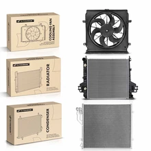 3 Pcs Radiator & AC Condenser & Cooling Fan Kit for 2004-2005 Jeep Liberty