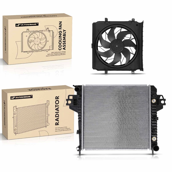 2 Pcs Radiator & Cooling Fan Assembly Kit for 2002-2003 Jeep Liberty