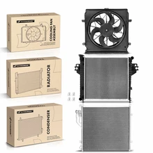 3 Pcs Radiator & AC Condenser & Cooling Fan Kit for 2005 Jeep Liberty 2.4L l4