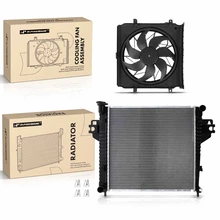 2 Pcs Radiator & Cooling Fan Assembly Kit for 2002-2004 Jeep Liberty