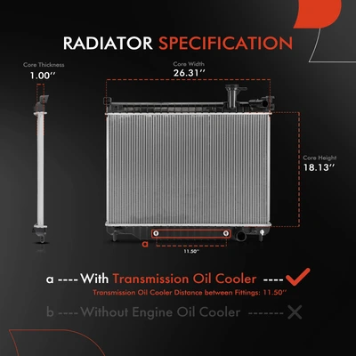 Aluminum Radiator with Trans Oil Cooler