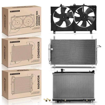 3 Pcs Radiator & AC Condenser & Cooling Fan Kit for Nissan 350Z 2003-2006 V6 3.5L