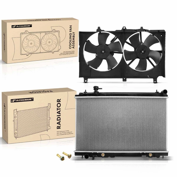 2 Pcs Radiator & Cooling Fan Assembly Kit for Nissan 350Z 2003-2006 V6 3.5L Automatic