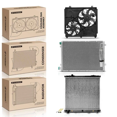 3 Pcs Radiator & AC Condenser & Cooling Fan Kit