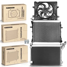 3 Pcs Radiator & AC Condenser & Cooling Fan Kit