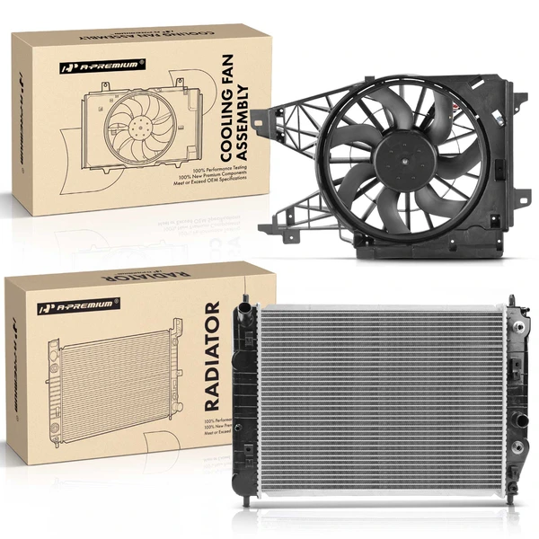 2 Pcs Radiator & Cooling Fan Assembly Kit for 2005-2009 Cadillac XLR