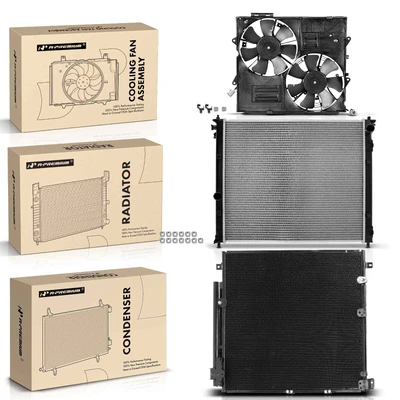 3 Pcs Radiator & AC Condenser & Cooling Fan Kit