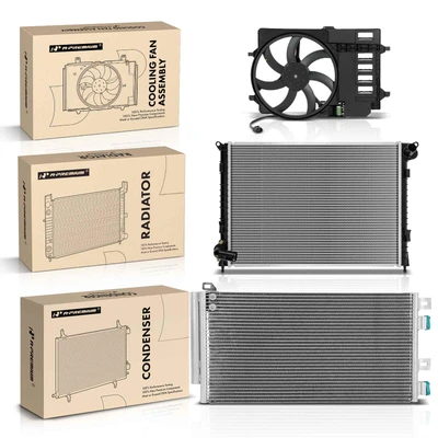 3 Pcs Radiator & AC Condenser & Cooling Fan Kit
