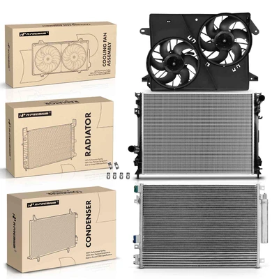 3 Pcs Radiator & AC Condenser & Cooling Fan Kit
