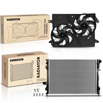 2 Pcs Radiator & Cooling Fan Assembly Kit