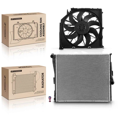 2 Pcs Aluminum Radiator & Cooling Fan Assembly Kit