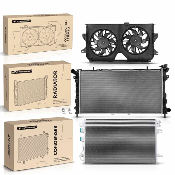 3 Pcs Radiator & AC Condenser & Cooling Fan Kit for 2005-2007 Chrysler Town & Country