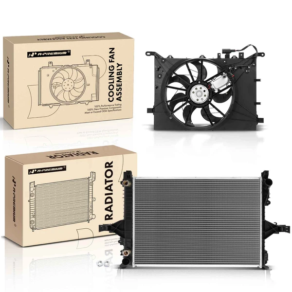 2 Pcs Radiator & Cooling Fan Assembly Kit for Volvo S60 2004-2005 S80 2004-2006