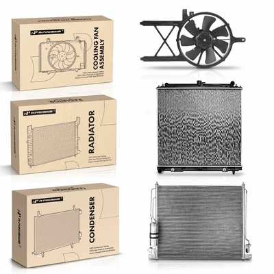 3 Pcs Radiator & AC Condenser & Cooling Fan Kit