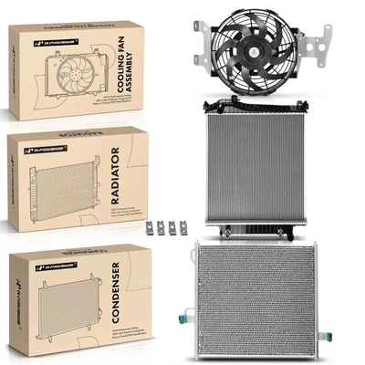 3 Pcs Radiator & AC Condenser & Cooling Fan Kit