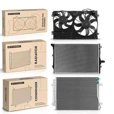 3 Pcs Radiator & AC Condenser & Cooling Fan Kit