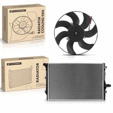 2 Pcs Radiator & Cooling Fan Assembly Kit for 2006-2008 Volkswagen Passat
