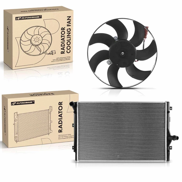 2 Pcs Radiator & Cooling Fan Assembly Kit for 2006-2008 Volkswagen Passat