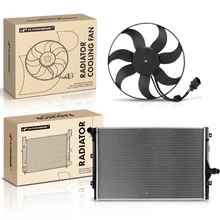 2 Pcs Radiator & Cooling Fan Assembly Kit for 2006-2008 Volkswagen Passat