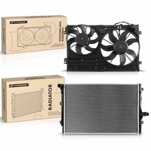 2 Pcs Radiator & Cooling Fan Assembly Kit for 2006-2008 Volkswagen Passat