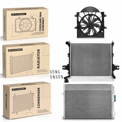 3 Pcs Radiator & AC Condenser & Cooling Fan Kit