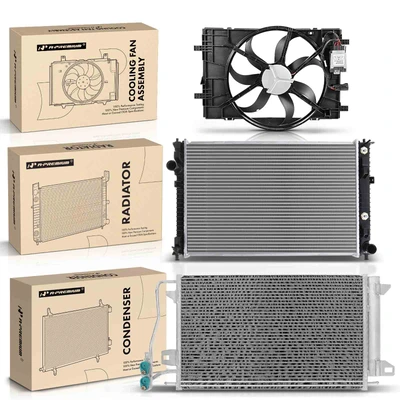 3 Pcs Radiator & AC Condenser & Cooling Fan Kit