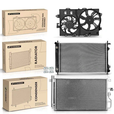 3 Pcs Radiator & AC Condenser & Cooling Fan Kit