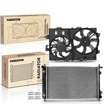 2 Pcs Radiator & Cooling Fan Assembly Kit