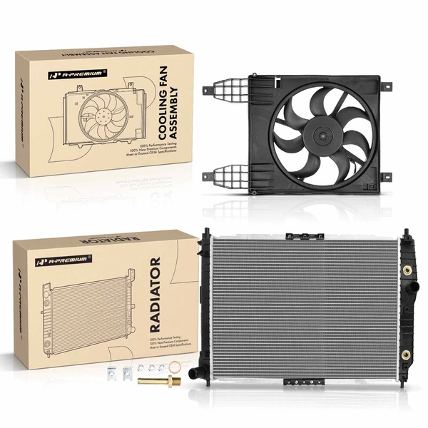 2 Pcs Radiator & Cooling Fan Assembly Kit for Suzuki Swift+ 2009 L4 1.6L