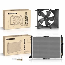 2 Pcs Radiator & Cooling Fan Assembly Kit for 2005-2008 Pontiac Wave
