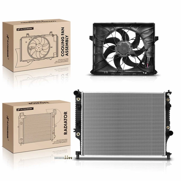 2 Pcs Radiator & Cooling Fan Assembly Kit for Mercedes-Benz W164 ML350 500 W251 R350