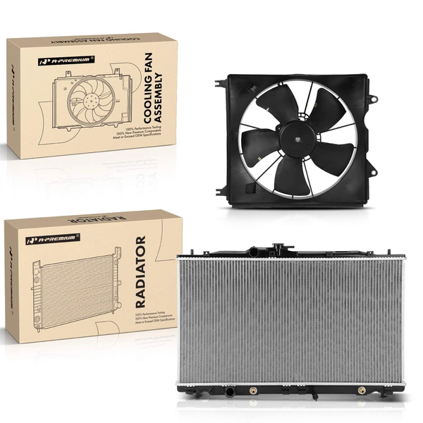 2 Pcs Radiator & Cooling Fan Assembly Kit for Acura RDX 2007-2012 2.3L Automatic