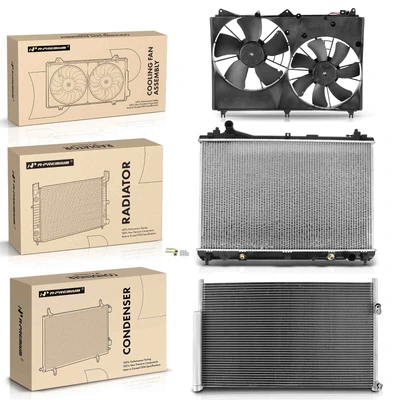 3 Pcs Radiator & AC Condenser & Cooling Fan Kit