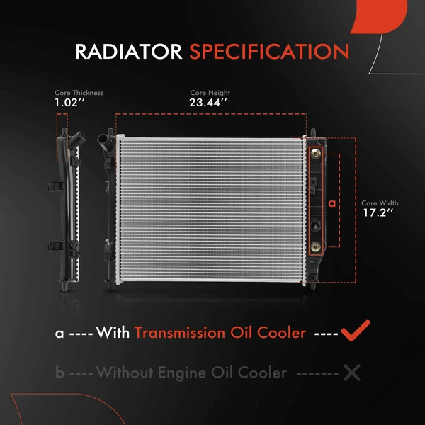 Radiator with Transmission Oil Cooler for Chevrolet Corvette 05-12 V8 6.0L 6.2L