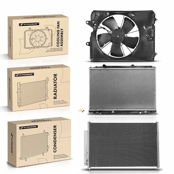 3 Pcs Radiator & AC Condenser & Cooling Fan Kit for Acura MDX 2010-2013 V6 3.7L