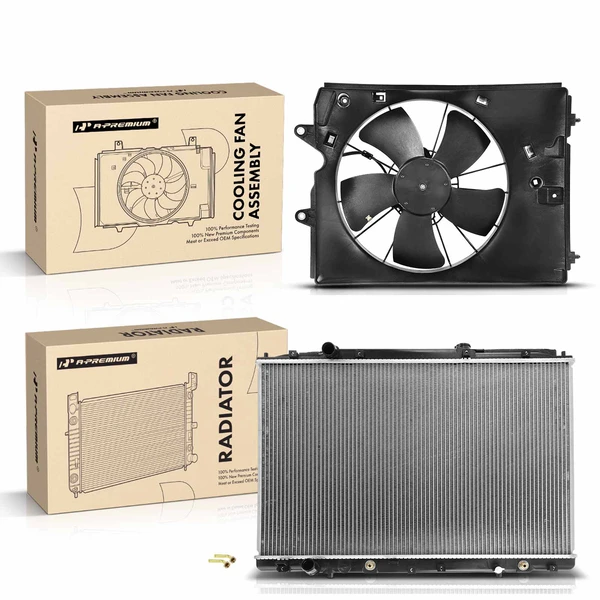 2 Pcs Radiator & Cooling Fan Assembly Kit for 2010-2013 Acura MDX